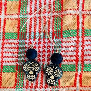 Black Sugar Skull Earrings- handmade